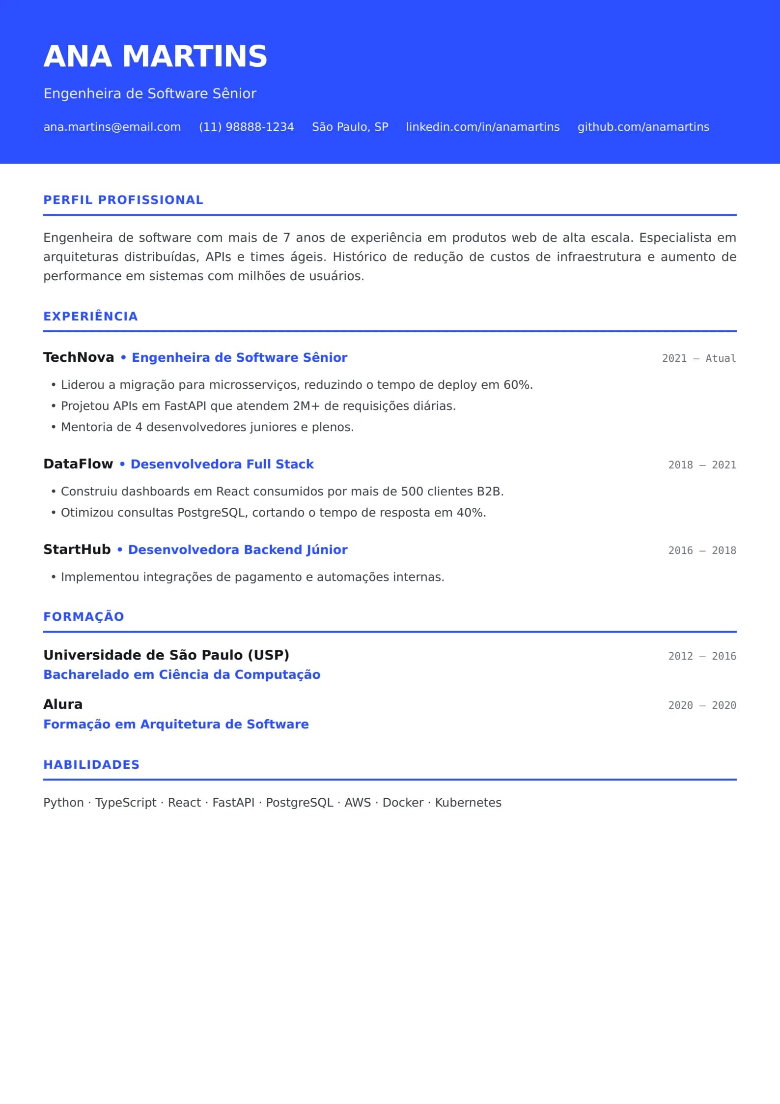 Prévia do modelo de currículo Destaque